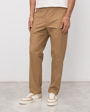 Moncler Brown pants with logo patch L10912A0002154ARP