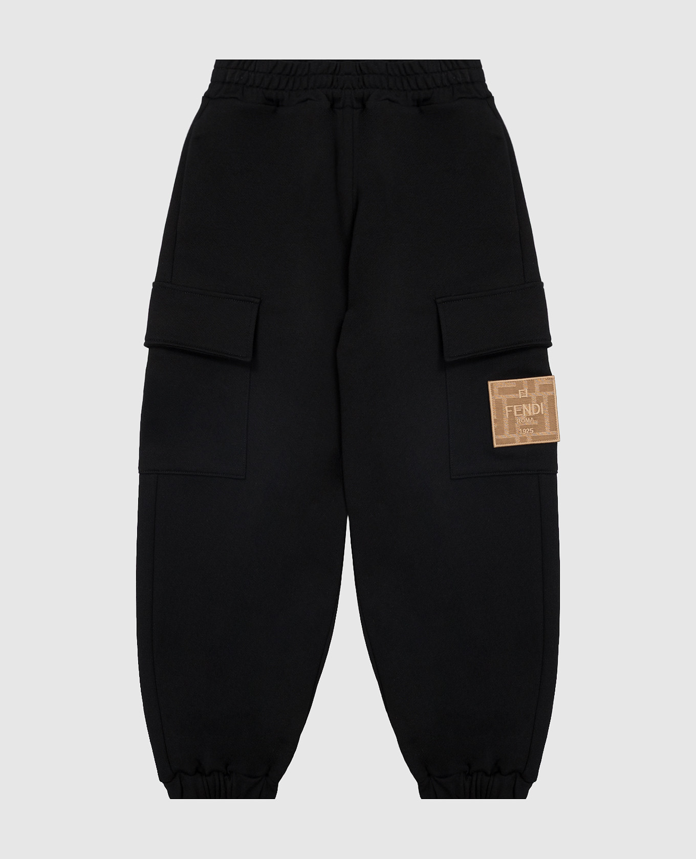 Kids' black cargo joggers with patch