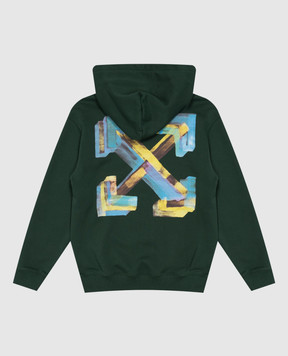Off-White Children's green hoodie with Arrow Watercolor print 44BBB001F26F005