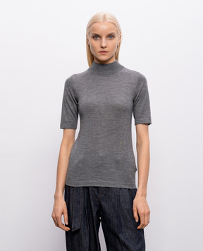 Brunello Cucinelli Grey melange cashmere and silk top M13800004P