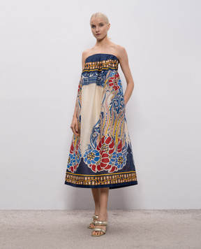 La DoubleJ Midi dress with linen and silk print DRE0902LIN010LEM02