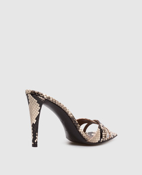 Giuseppe Zanotti Brivido beige leather mules with reptile leather embossing E600070