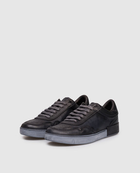 Dolce&Gabbana Portofino blue leather sneakers with logo CS2378AW467