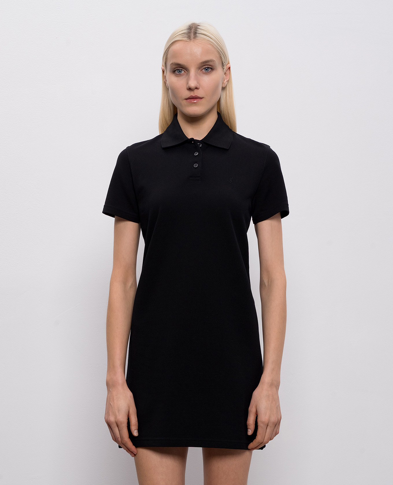 

Black polo dress with monogram embroidery Saint Laurent