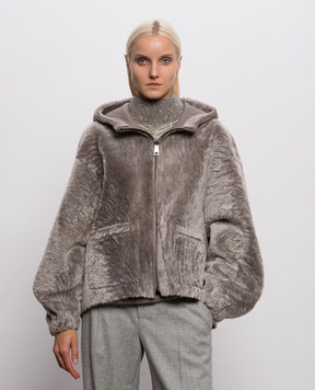 Simonetta Ravizza Gray double-sided sheepskin coat Arden F06JA441H44