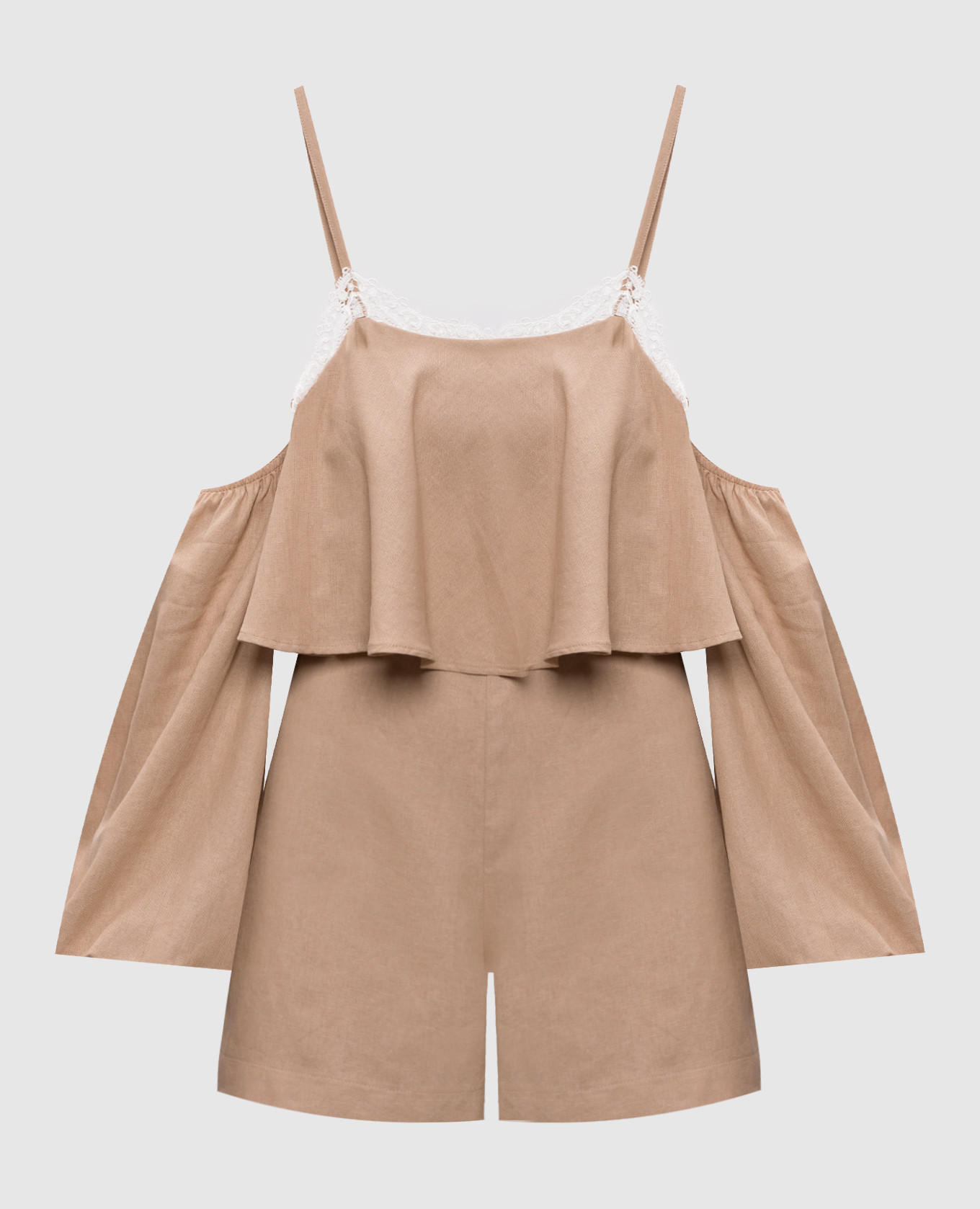 Beige linen jumpsuit with removable sleeves Twinset