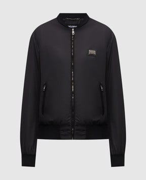 Dolce&Gabbana Black bomber jacket with logo engraving G9ABPTG7P1E