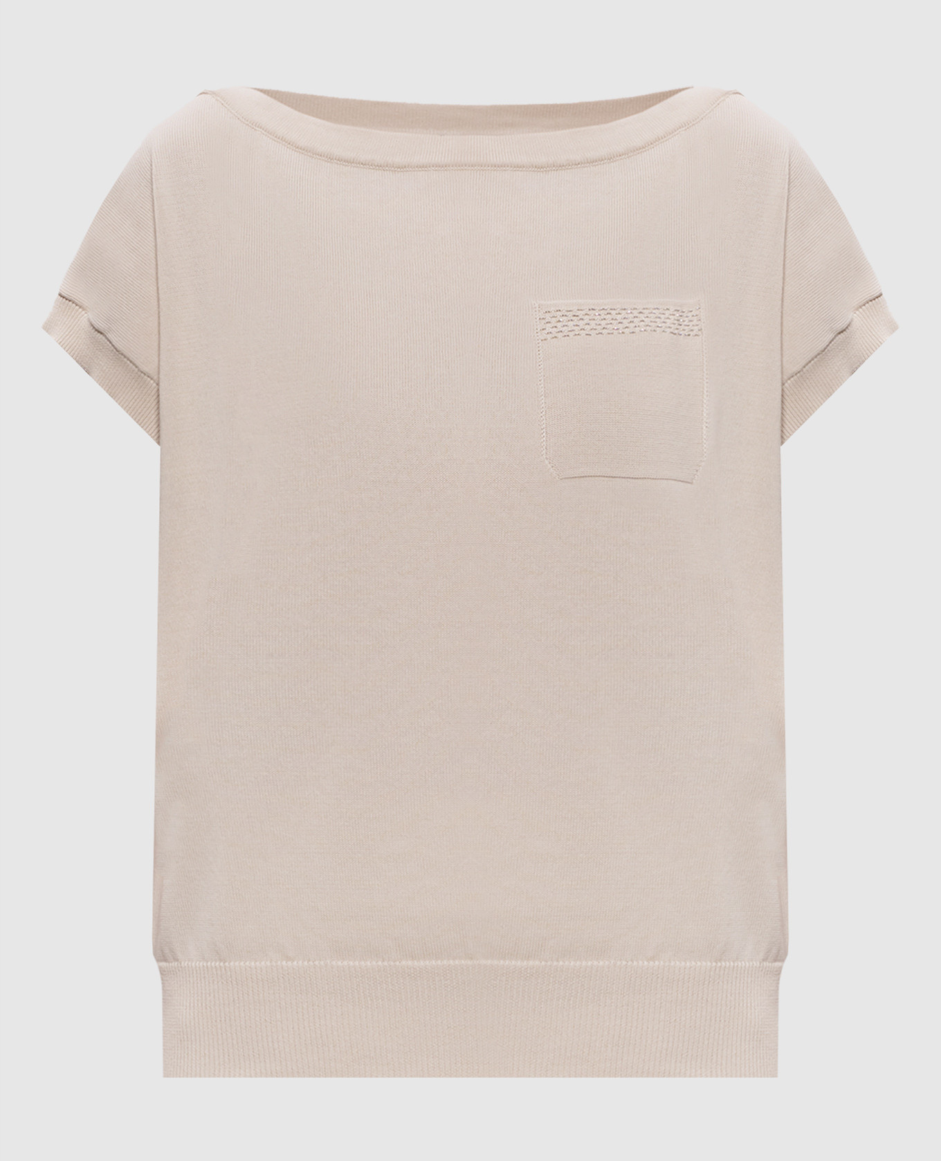 Beige top with monil chain