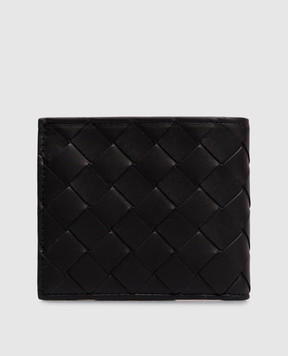 Bottega Veneta Black Intrecciato Bi-Fold Leather Wallet 749412VCPQ4