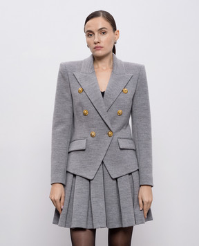 Balmain Gray double-breasted jacket with wool FF0SI505JL17