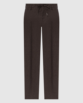 Bertolo Cashmere Brown linen pants 611625