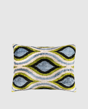 Les Ottomans Blue printed silk decorative pillow V10040X50D
