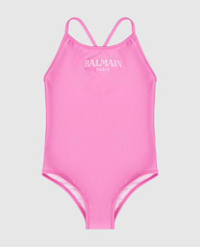 Balmain Children's pink swimsuit with logo embroidery BYCA09Z00051214