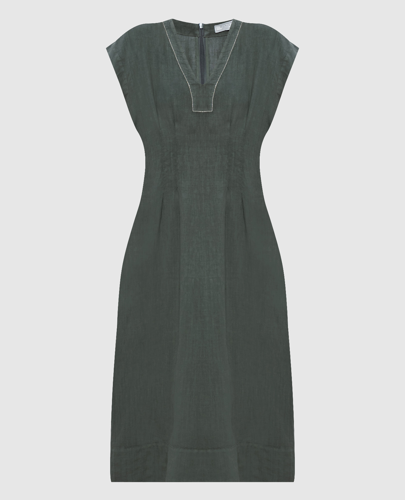 Green linen dress