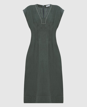 Peserico Green linen dress M02404T001617