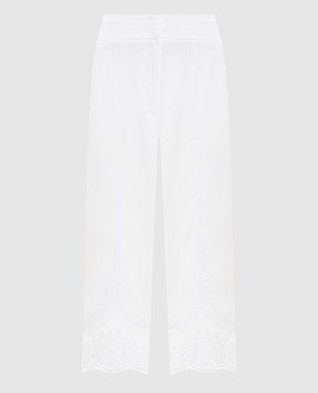 Twinset White linen pants with lace 261TT2184