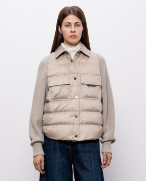 Brunello Cucinelli Beige down jacket with monil chain MD5987696P