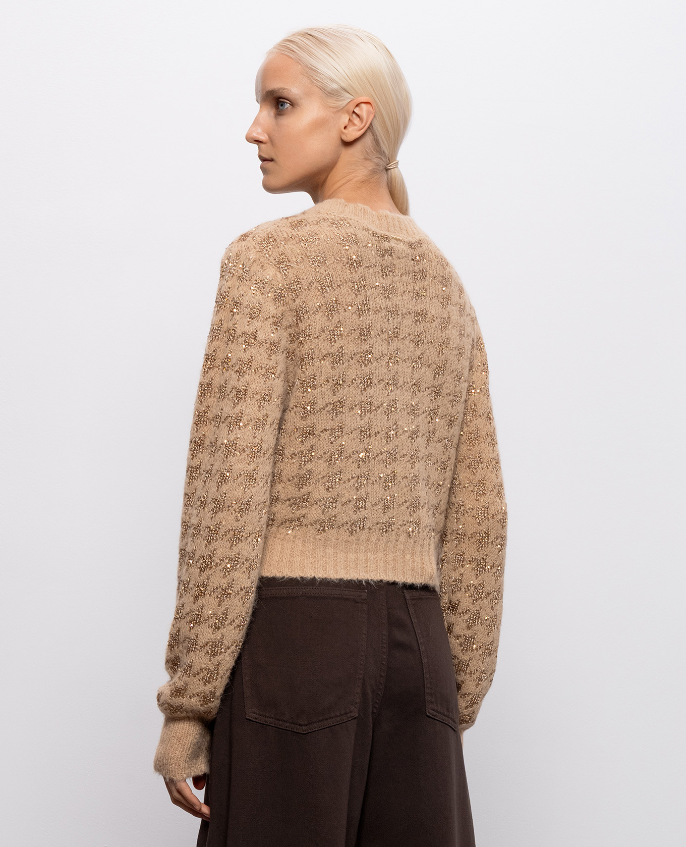 Beige sweater with sequin pattern Twinset 4