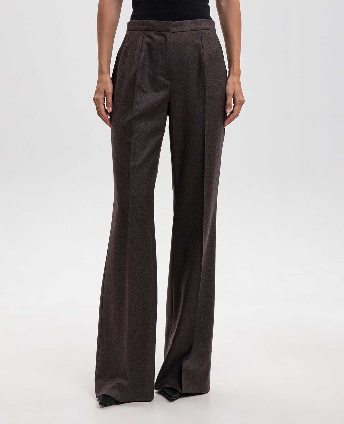 Brown wool and cashmere flared pants Kiton 3