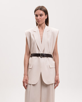 Solotre Beige asymmetrical vest with belt M1AB0033