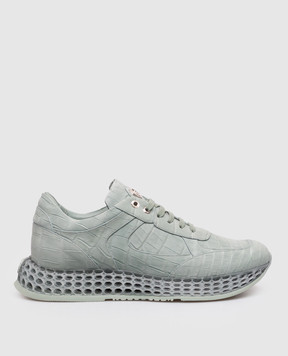 Stefano Ricci Green crocodile leather sneakers with nubuck effect UR88G6607CN