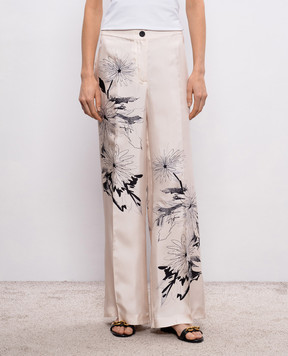 Momoni Beige silk MISAKI pants MOPA040MO02