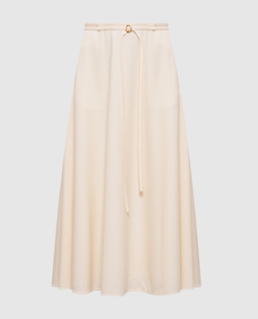 Agnona Beige wool midi skirt TG1113XUW023