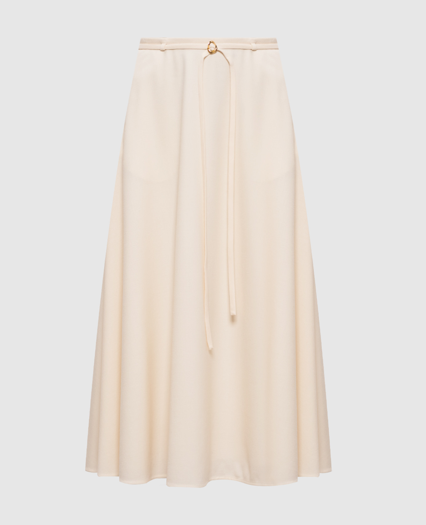 Jupe midi en laine beige