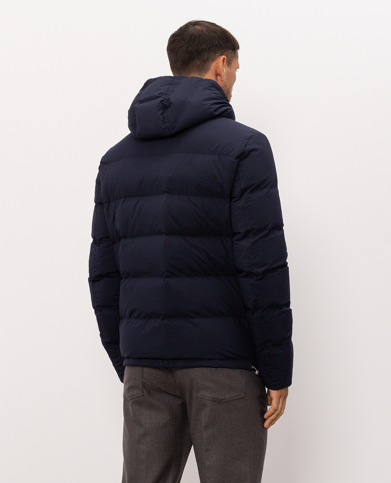 Blue down jacket with logo patch Stefano Ricci 4