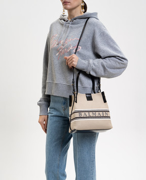 Balmain Beige Release Bucket Bag with Logo GN1CA032TJBR