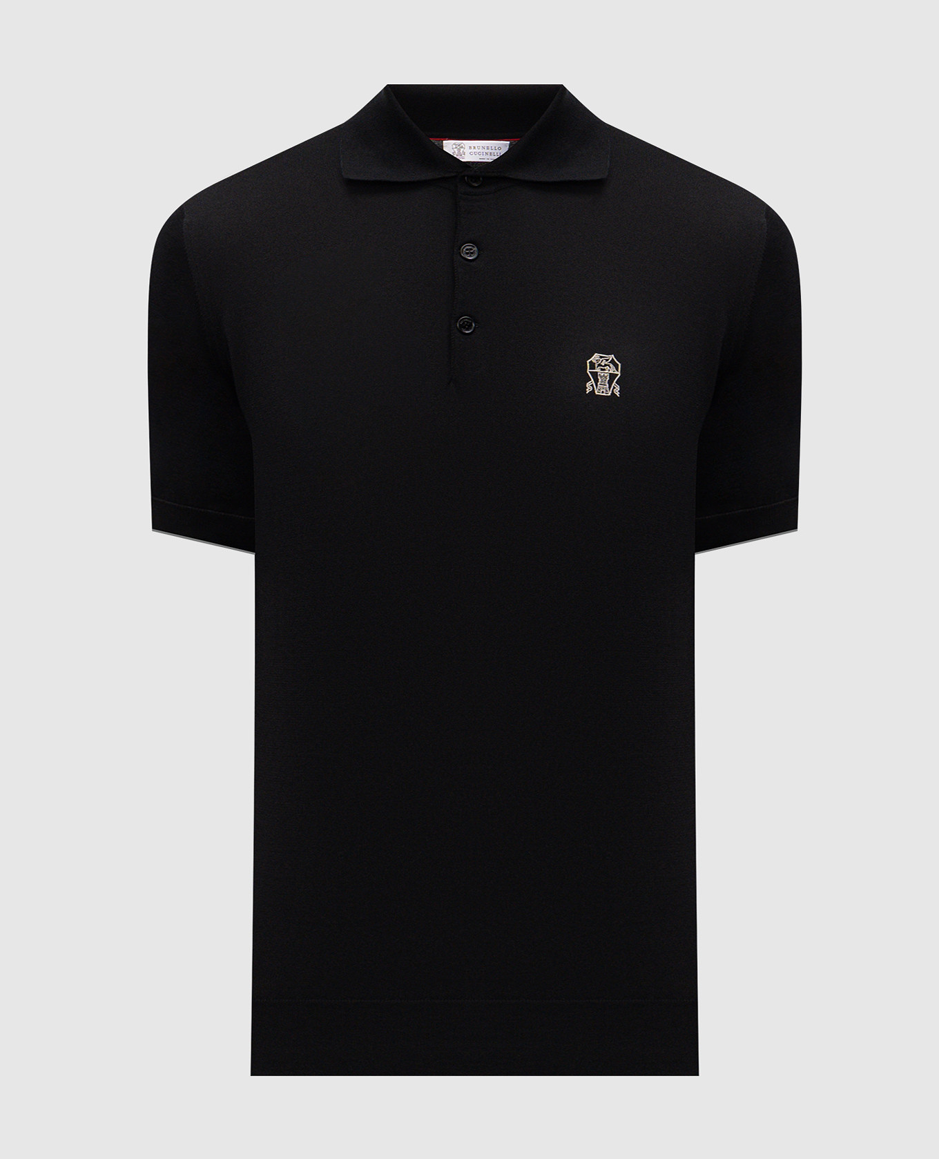 Black polo shirt with embroidered emblem
