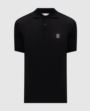 Brunello Cucinelli Black polo shirt with embroidered emblem M29800195