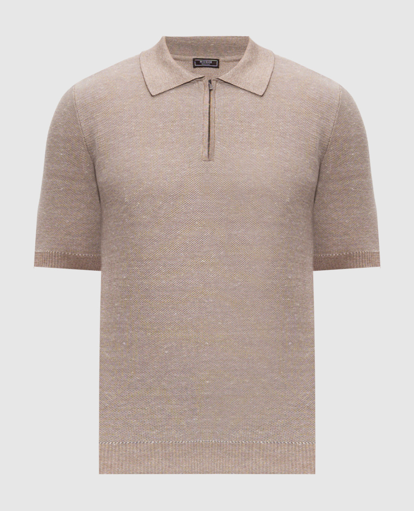Brown polo shirt with patterned linen
