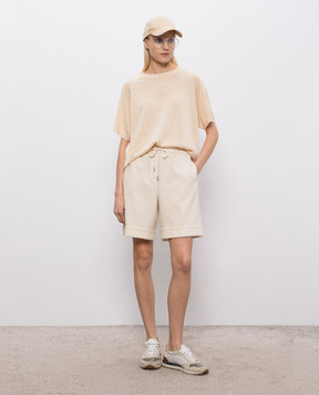 Peserico Beige linen t-shirt with monil chain S99162F129056L