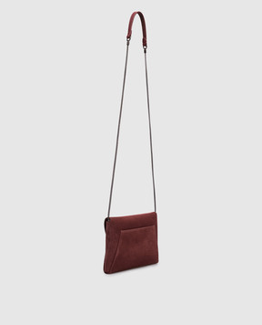 Brunello Cucinelli Burgundy suede clutch with embossed logo MWDLD2722P