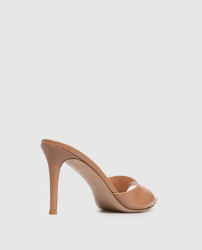Gianvito Rossi ELLE beige glossy leather mules G1513085RIC