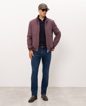 Stefano Ricci Blue wool, silk and cashmere polo shirt with a pattern KE08025P30E26476