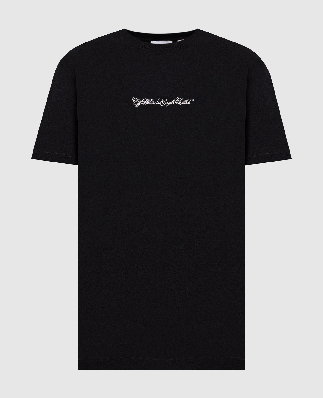 Black Script Arrow Embroidered T-Shirt