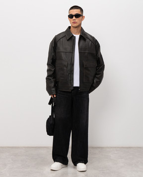 Juun.j Brown leather jacket with vintage effect JC623ZP115