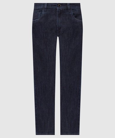 Navy jeans with logo embroidery