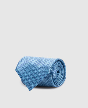 Stefano Ricci Blue Luxury silk tie with branded pattern CX59008