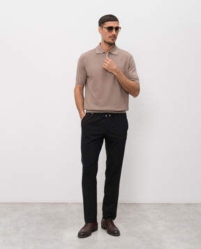Stefano Ricci Brown polo shirt with woven pattern K212039P31F26195