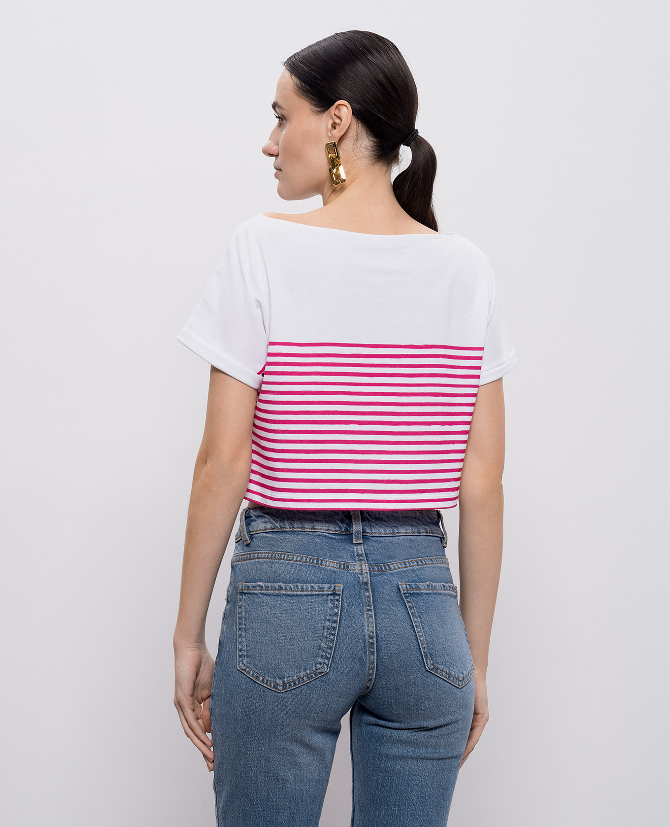 White striped cropped t-shirt Balmain 4
