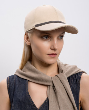 Brunello Cucinelli Beige cap with monil chain MCAP90011