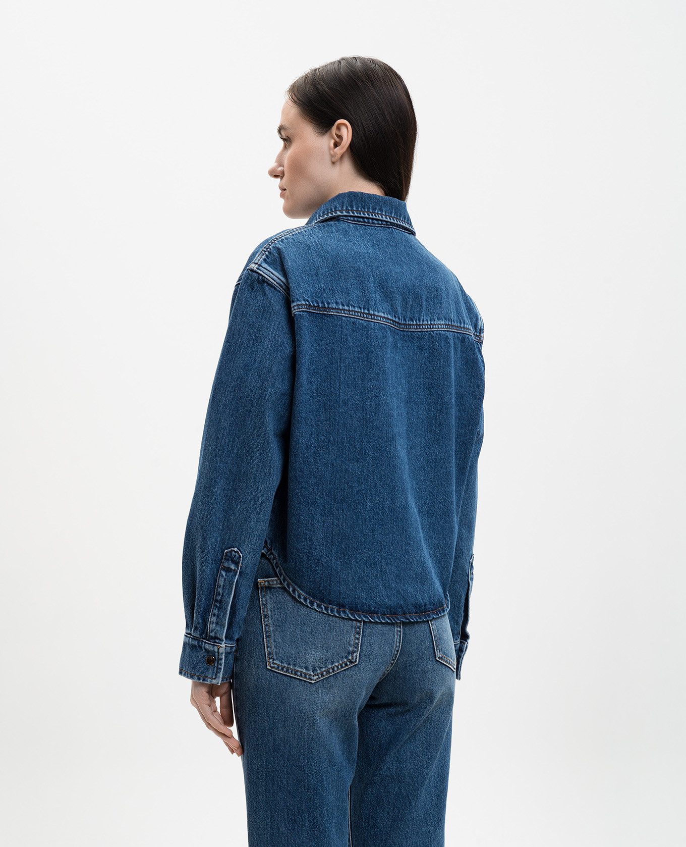 Blue denim shirt with monogram embroidery Solotre 4