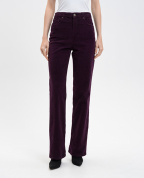 Twinset Purple corduroy pants with logo patch 252TT2182