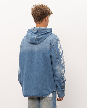 Off-White City Nature blue denim shirt with hood 44MYD05XF26D001