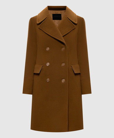 Brown double-breasted coat with wool