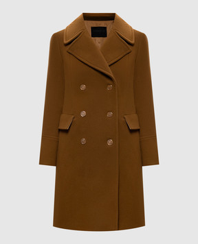 Dondup Brown double-breasted coat with wool DJ845WF0192DXXX