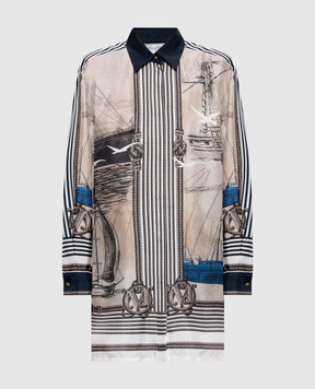 Max Mara Beige printed silk long blouse MXMTEGLIA